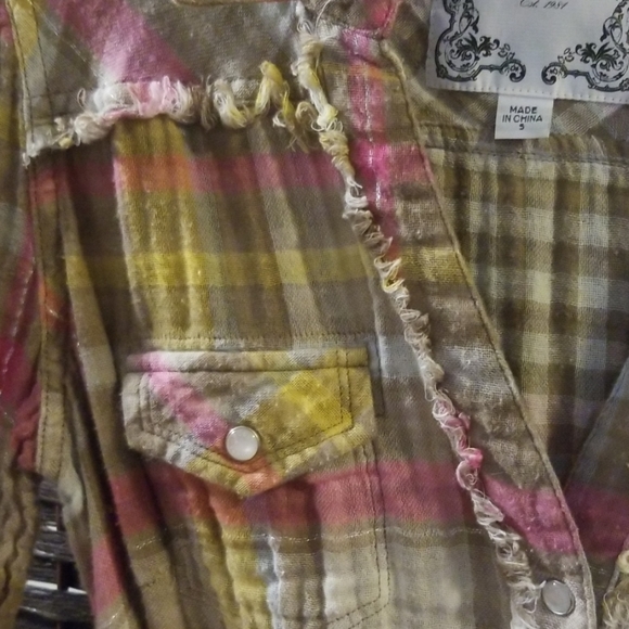 Western Brown GUESS? Plaid Dress with Tie - Picture 4 of 5